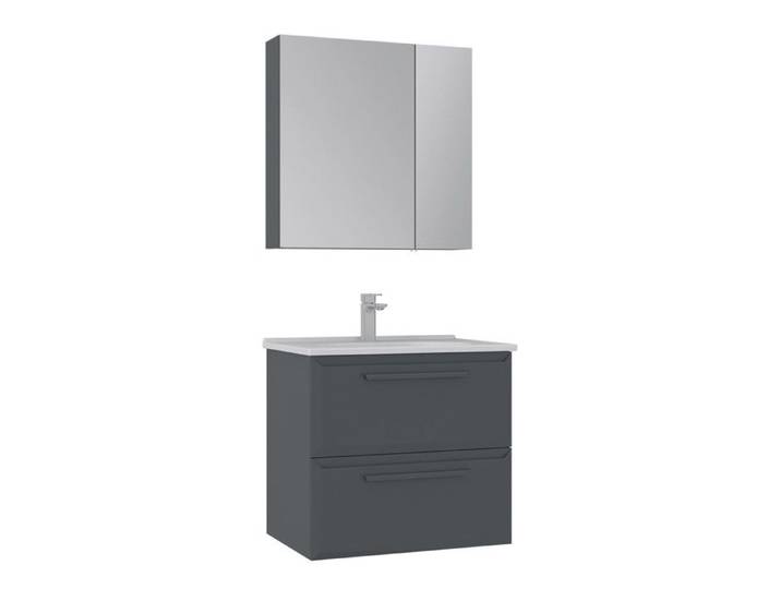 Meuble avec simple vasque et miroir  Nuvola 65 v2  - 65 x 50 x 62 cm - Anthracite