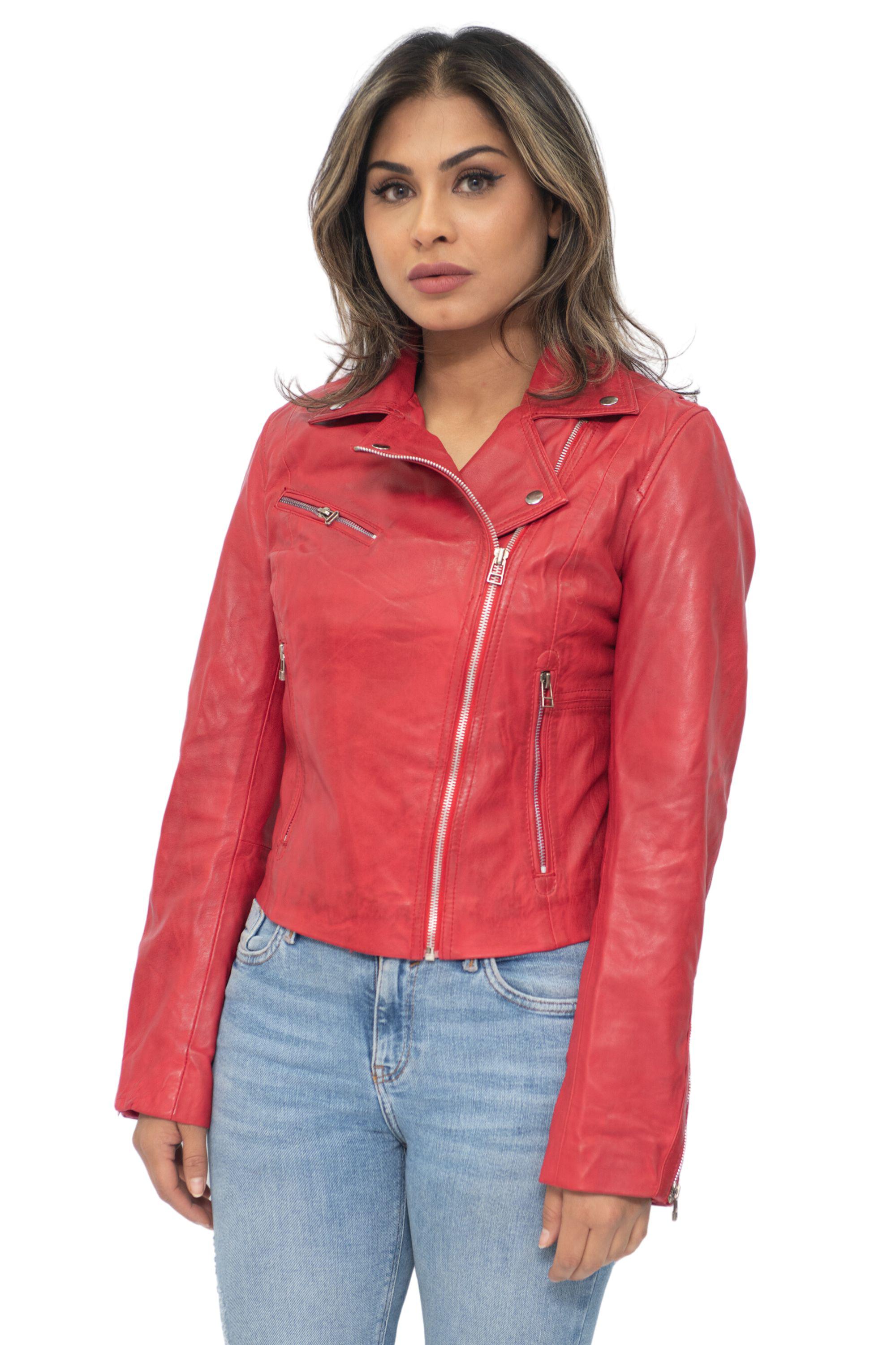 Damen-Bikerjacke aus Leder – Sansibar