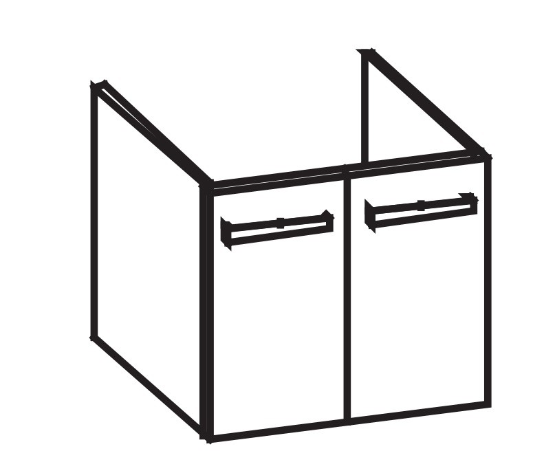Artiqua 413 Waschtischunterschrank für Citterio 500544 ( ehem. 123560), Stahlgrau Metallic, 413-WU2T 413-WU2T-K100-7141-88
