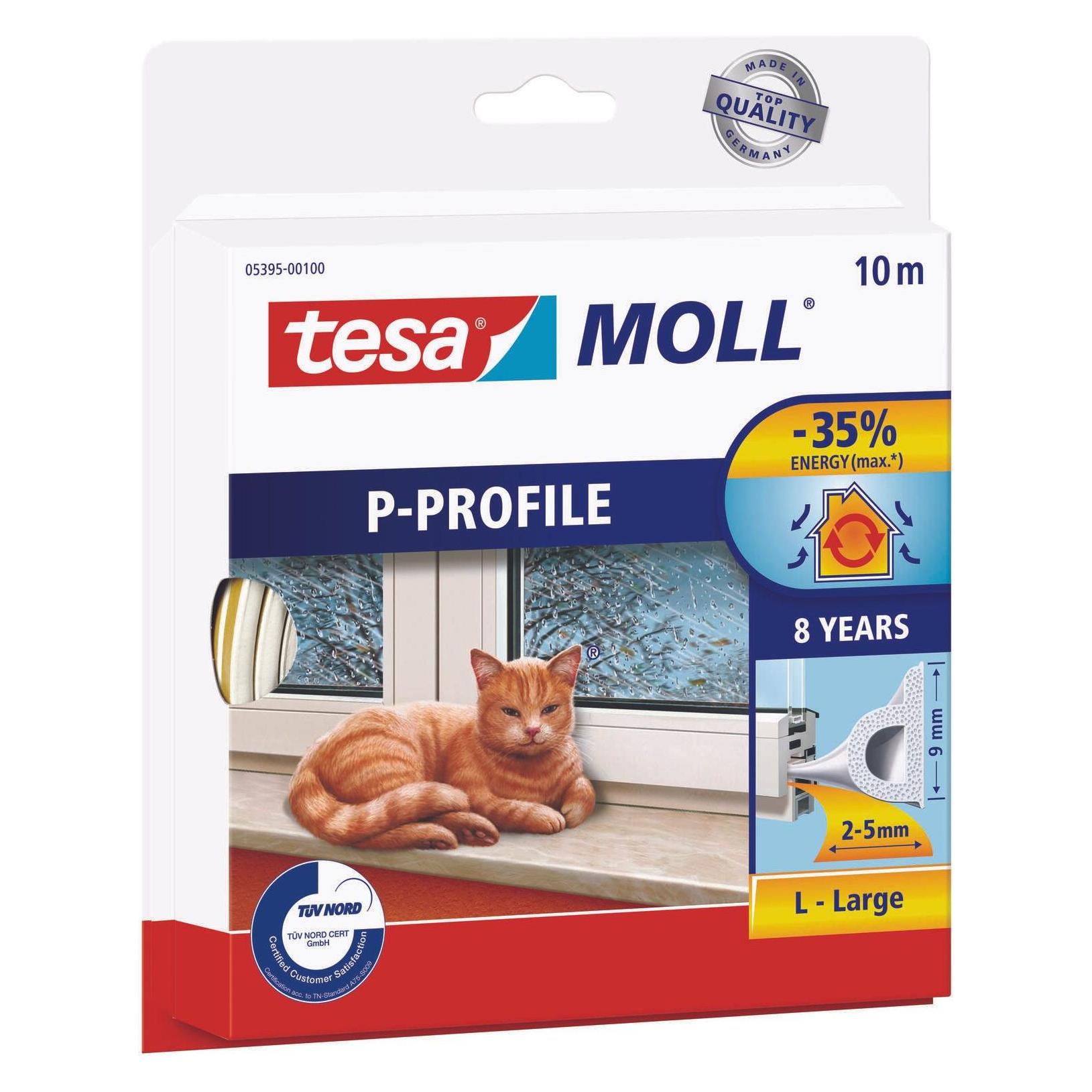 tesa tesamoll CLASSIC P-Profil Fensterdichtung, Gummidichtung zum Isolieren (05395-00100-00)