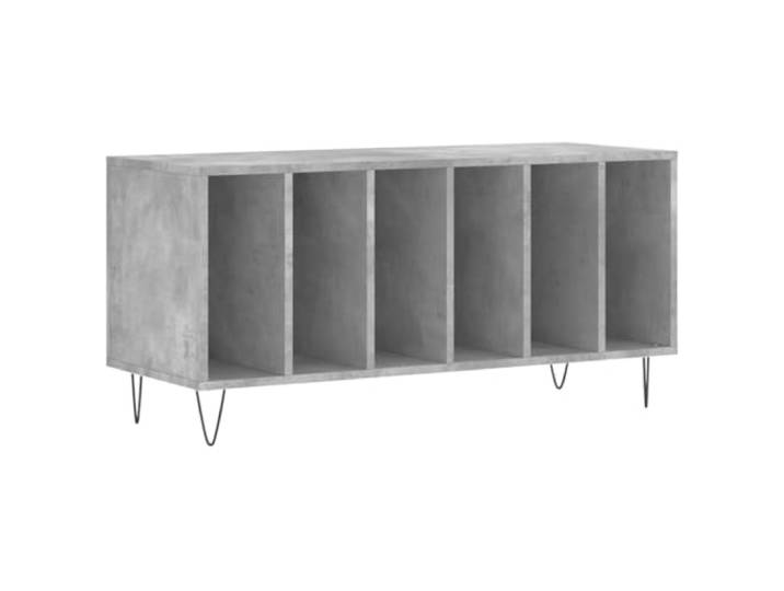 HKQWPBF Plattenschrank Betongrau 100x38x48 cm Holzwerkstoff Schallplatten Aufbewahrung,LP Schrank,Vinylschrank,stabile Oberplatte,Eisenbeine,industrielle Note