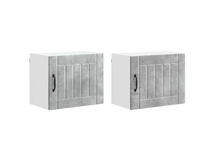 HKTMGDNG Wandschrank LUCCA 2 Stk Betongrau 50x31x40cm Holzwerkstoff Modernes 2er Set Hängeschränke in Betongrau aus stabilem Holzwerkstoff für stilvolle Wandaufbewahrung in der Küche.