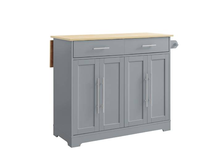 Sobuy Îlot De Cuisine Avec 2 Tiroirs Gris 107x69x91cm Moderne Fkw129-hg