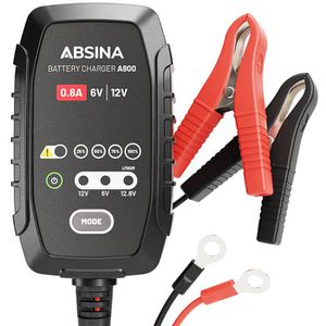 Absina Autobatterie-Ladegerät A800, 6 V / 12 V, 0,8 A, automatisches Laden, mit Erhaltungsladung