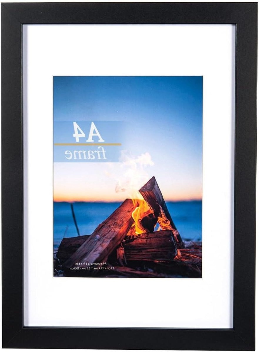 Houten Fotolijst Certificaat Frame Zwart met Passe-partout A4