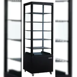 Saro Kühlvitrine LENN, schwarz, B 650 x T 650 x H 1945 mm, fahrbar