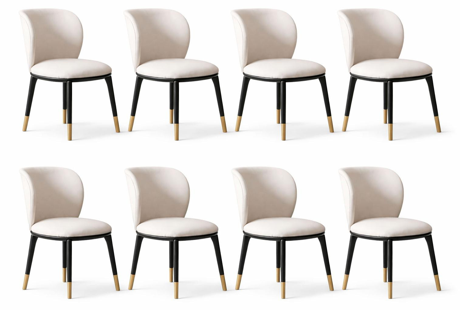 JVmoebel Moderne stoelset met witte gestoffeerde eetkamerstoelen
