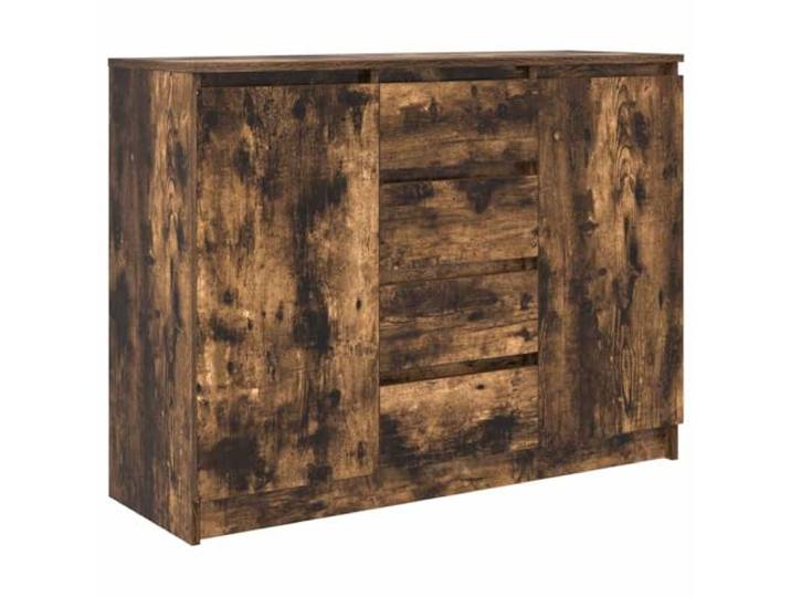 GHVBNMF Sideboard Räuchereiche Kommode mit 4 Schubladen 100,5x35x76 cm Vielseitiger Anrichtenschrank mit 2 Türen für Wohnzimmer, Essbereich oder Flur sorgt überall für strukturierte Ordnung.