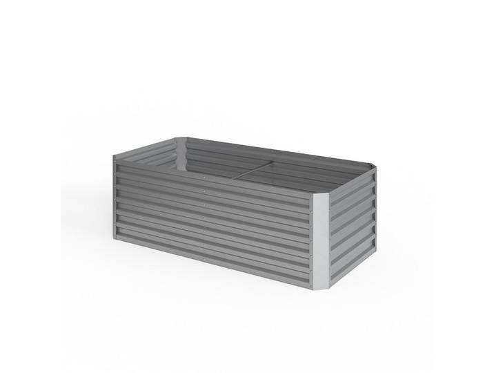 OK-Living Hochbeet Silber 180 x 60 cm, Silberfarben, Metall, Rechteckig, 180x60x90 cm, Gartenzubehör, Hochbeet