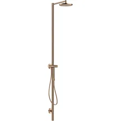 Hansgrohe AXOR Starck Duschsäule Nature mit Kopfbrause 240 1jet PRG, Polished Red Gold, 240 mm Brausekopfgröße, Outdoor