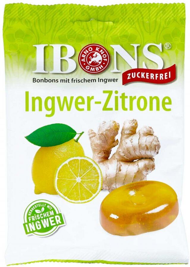 Ibons Ingwer Zitrone ohne Zucker Tüte Lutschbonbons 75g