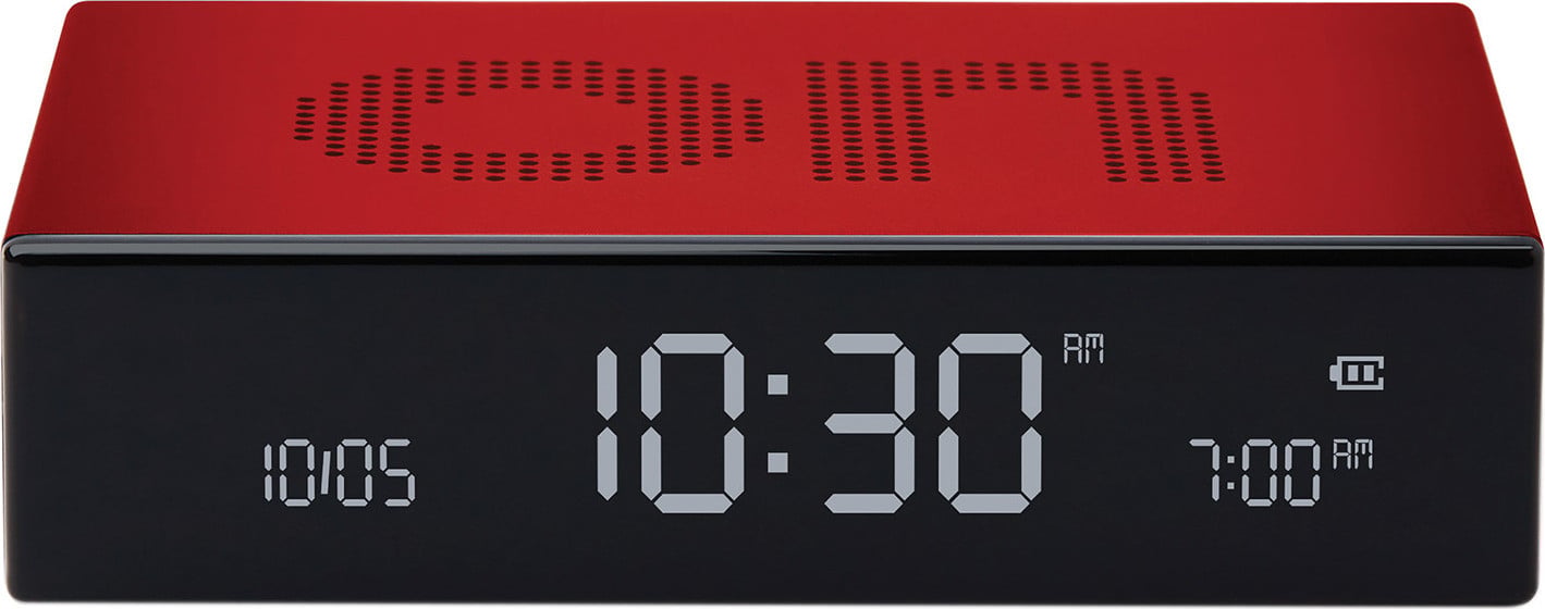 Lexon Flip Premium digitale wekker met LCD-display, rood