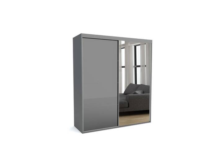Furnlux Kleiderschrank MAT A Grau 110x60x205 cm, 110x205x60 cm, Schlafzimmer, Kleiderschränke