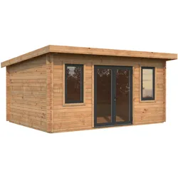 Palmako Gartenhaus Lisandra 14,2 m2 - 44 mm hellbraun tauchgrundiert
