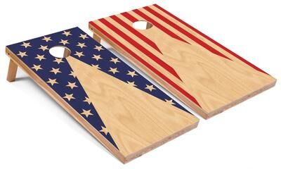 Skip's Garage American Flag Pattern Outdoor Cornhole Set