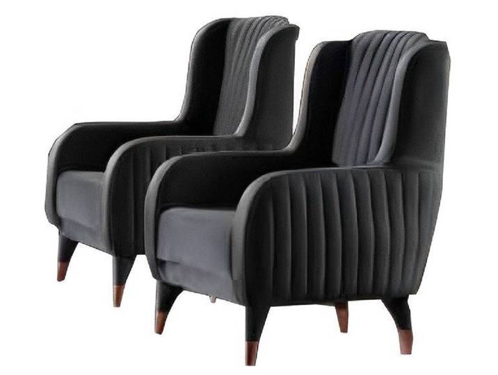 JVmoebel Chesterfield-Sessel Schwarzer Designer-Sessel mit luxuriöser Polsterung (2-St., 2x Sessel), Made in Europa