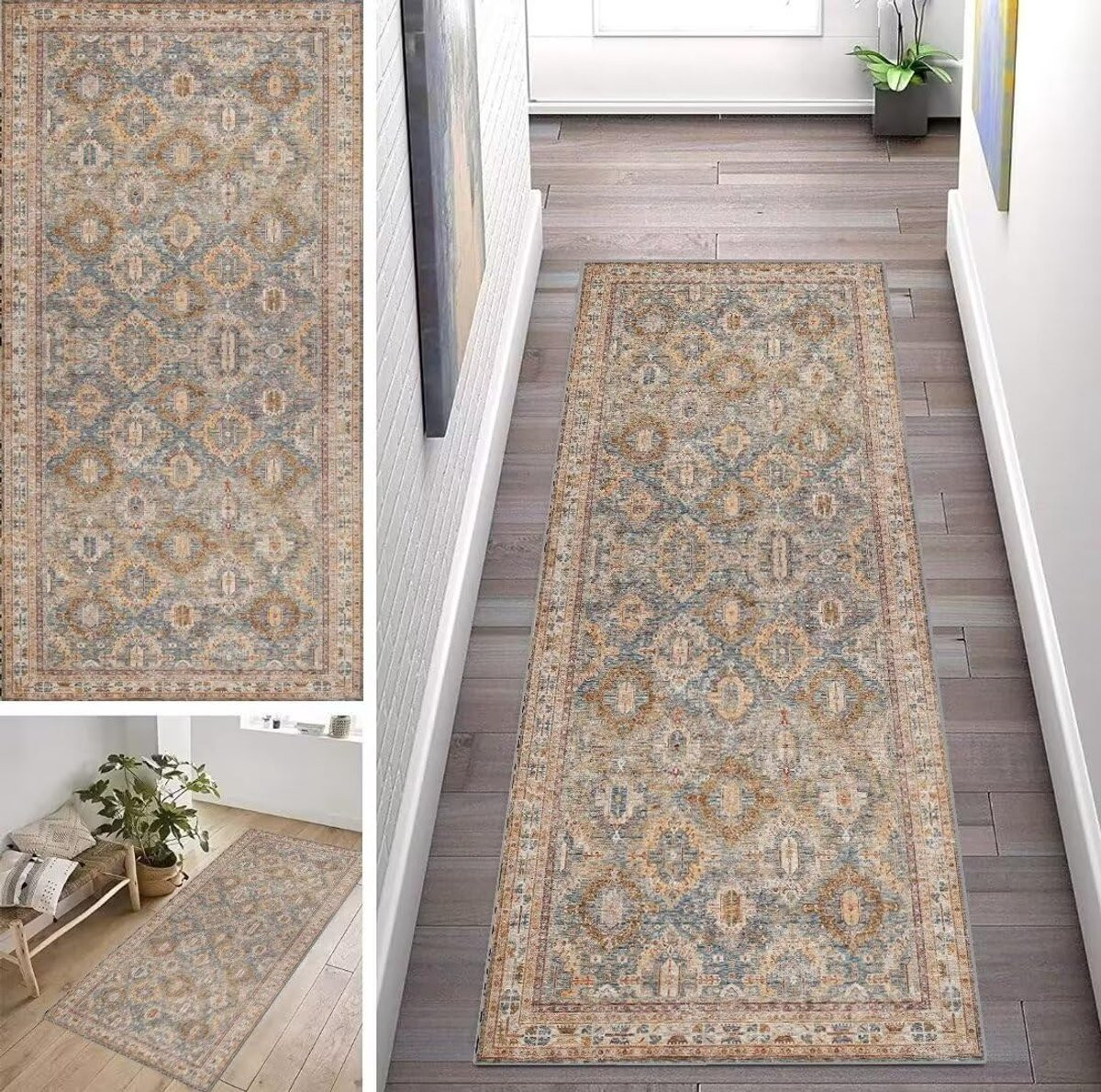 Bruine loper voor keuken of hal, machine wasbaar, 50 x 60 cm