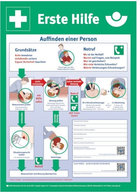 SafetyMarking Panneau signalétique plastique 400x560 mm Instructions premiers secours ; wolk (432914)