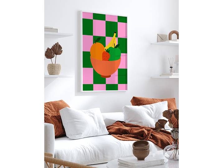 Tableau déco Fruit & Fun Cadre : hêtre massif verni Revêtement : verre acrylique Multicolore 63 x 83cm