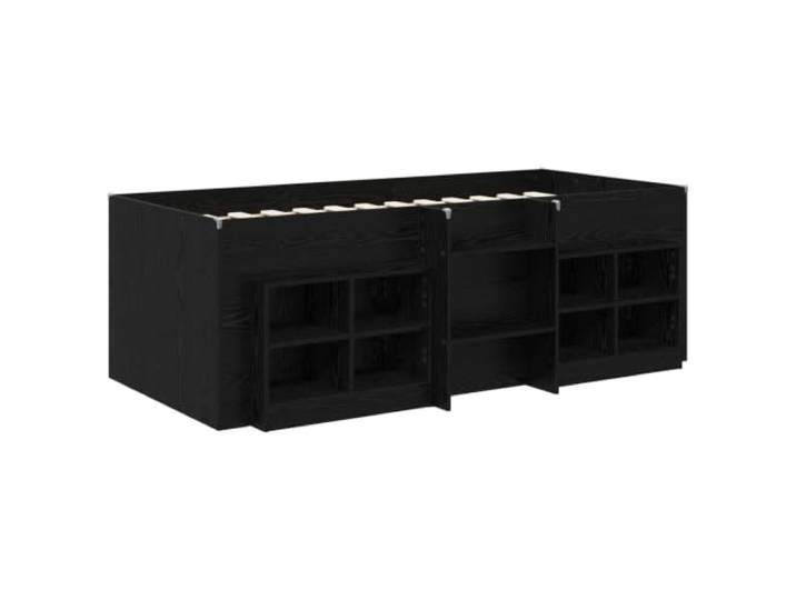 SKTQYQO Bettgestell Loft mit Möbelstück, 3-teilig, schwarz, Holz Platzsparendes Design, mit Leiter und Lattenrost, für Matratze 100 x 200 cm, Innengebrauch