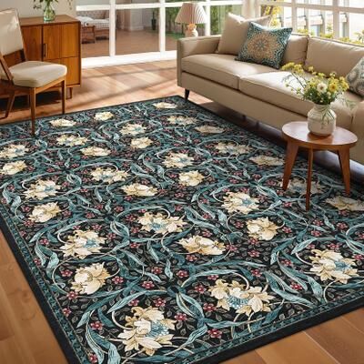 Garvee Vintage Floral Scroll Living Room Area Rug