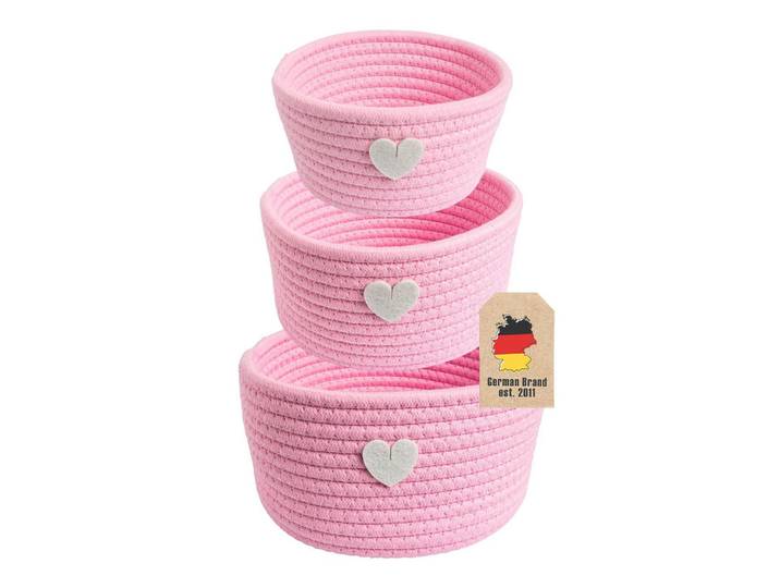 Intirilife Aufbewahrungskorb SET (3-tlg.), Rosa, Textil, 24x14x24 cm, Badaccessoires