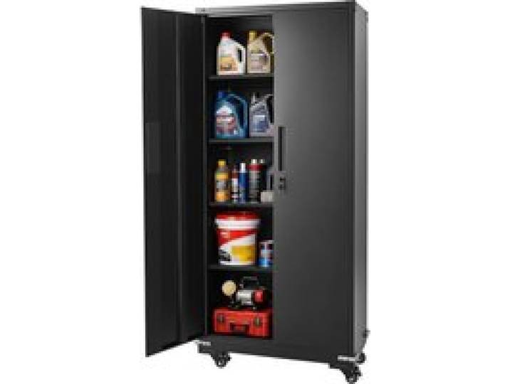 VEVOR Aktenschrank, 184,5 cm Metallschrank mit 4 Verstellbaren Einlegeböden, 2 Magnettüren & 2 Schlüsseln, Werkzeugschrank zur Aufbewahrung von Werkzeugen für Speisekammer, Lager, Keller, Büro