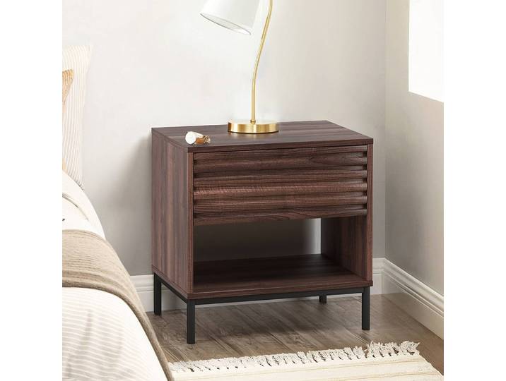 Table de nuit Luwesa B 50 x 50 x 35cm Marron/Imitation noyer