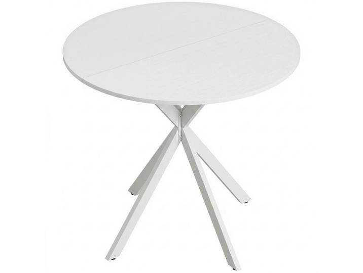 Homcom Esstisch, Runder Küchentisch für 2 Personen im Industriestil mit Stahlbeinen, Weiß, Holzwerkstoff, 80x75x80 cm, Esszimmer, Esstische