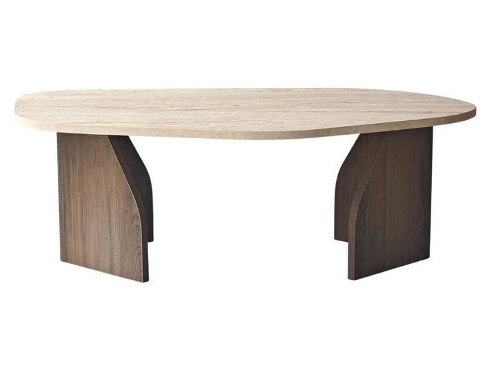 CALICOSY - Couchtisch mit organisch geformter Tischplatte und breiten Beinen L100 cm - ROCK