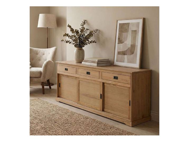 IDIMEX Sideboard SAVONA, Sideboard SAVONA, Kommode, Kiefer massiv, mit 3 Türen Schubladen, Buff