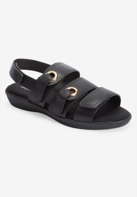Wide Width Women's The Winnie Orthotic Sandal by Comfortview in Black (Size 8 W)