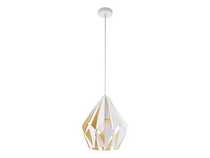 Eglo Lustre CARLTON 1\, 1 suspension à flamme vintage\, lampe suspendue rétro en acier\, couleur : blanc\, jaune miel\, douille : E27\, Ø 31 cm