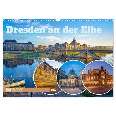 Dresden an der Elbe - Der Planer (Wandkalender 2027 DIN A3 quer), CALVENDO Monatskalender