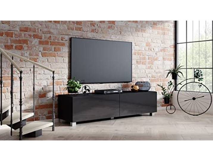 4housedesign® TV Board Lowboard Hängend Fernsehschrank tv Sideboard Wohnzimmer Lowboard Wohnzimmer fernsehregal tv Board Hängend tv Shrank tv 55 Zoll - TV Lowboard Schwarz 120cm