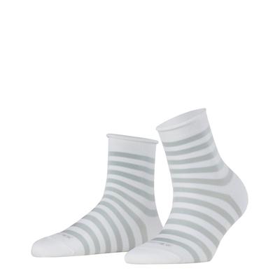 Kurzsocken BURLINGTON "Swansea", Damen, Gr. 36-41, weiß, Baumwollmischung, gestreift, Socken, Einheitsgröße 36-41, modernes Streifenmuster, Rollbündchen