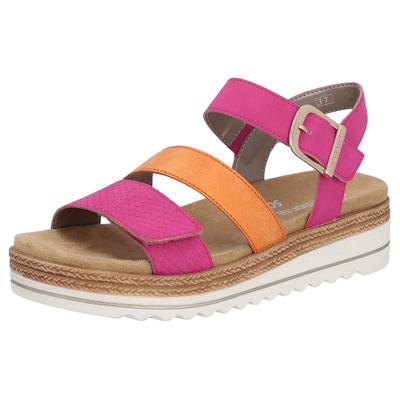 Keilsandalette REMONTE, Damen, Gr. 36, Synthetik, bunt (fuchsia, orange), Lederimitat, Schuhe, Keilabsatz, Sommerschuh, Sandale in veganer Verarbeitung