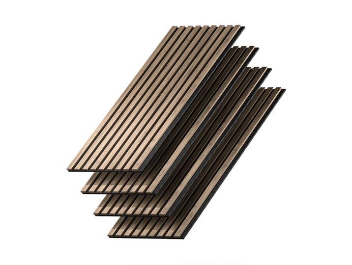 Vicco Akustikpaneel Sonoa, Nussbaum, 4 Stück, Walnussfarben, Rechteckig, 120x40x1.8 cm, Bilder & Rahmen, Bilder, Dekopaneele