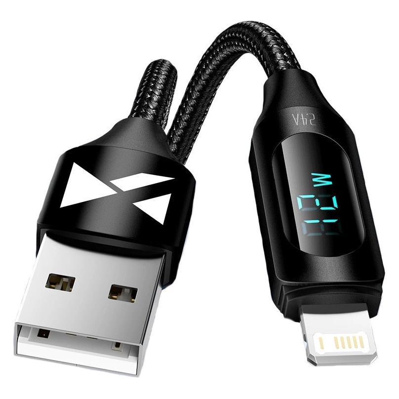 Wozinsky USB-A-Kabel - Lightning WUALC1 mit LED-Anzeige 2,4 A 1 m - Schwarz (1 m, 12.50 W) (1409315874)