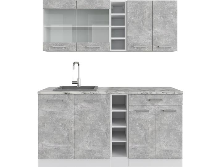 Cuisine Vicco R-Line Béton/blanc 160cm \, PT Marbre\, Model 37611