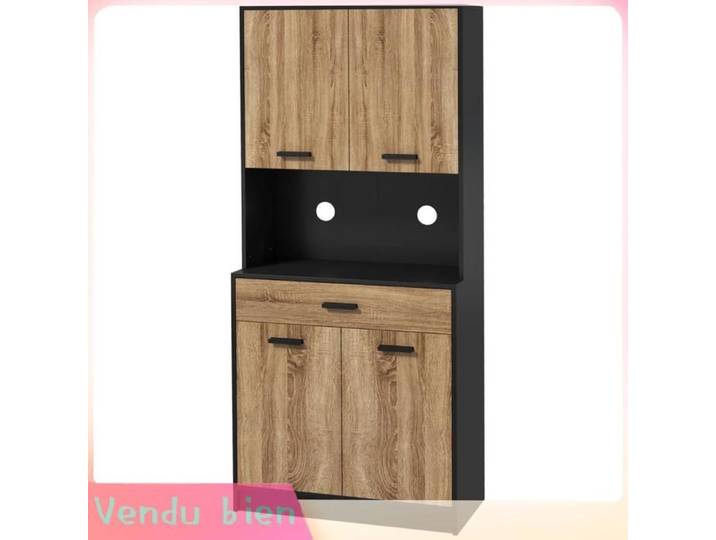 LIA Armoire cuisine buffet 2 placards 4 portes 1 tiroir 80x40x180cm