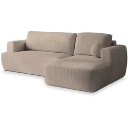 ECKSOFA SENTI P R-S Beige Kordstoff mit Schlaffunktion