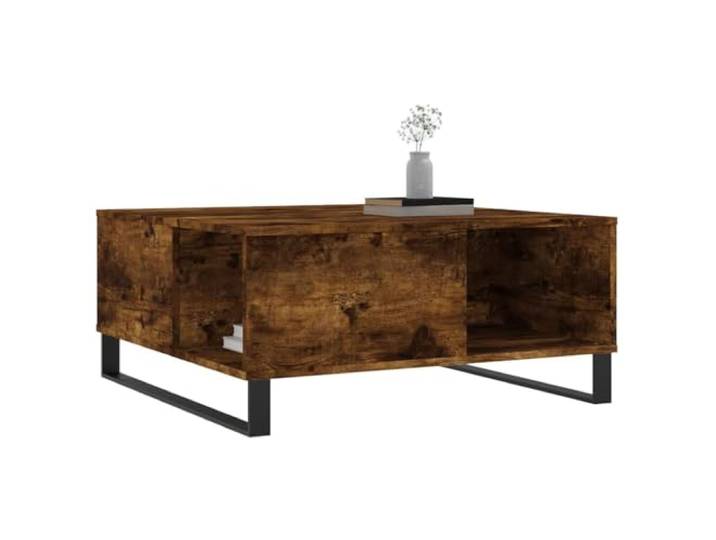 KTHLBRH Couchtisch Eiche Rauchgrau 80 x 80 x 36,5 cm Mehrschichtiges Holz, Metallbeine, großer Stauraum, stabile Tischplatte