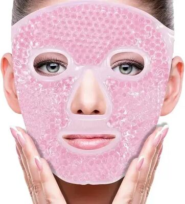 Silver Stone Store Spa Ice Cold & Hot Heat Full Face Eye Mask, Gel Beads Compress For Puffy Eyes & Dark Circles pink