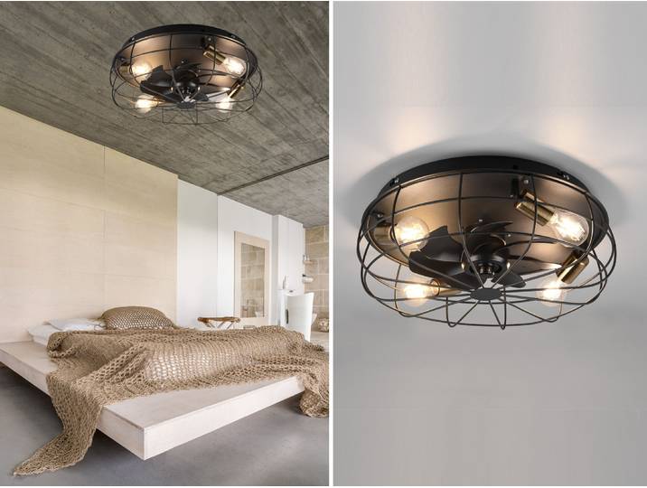 TRIO Trio Trondheim -tuuletinvalaisin 48 cm, 4 x E27, mattamusta