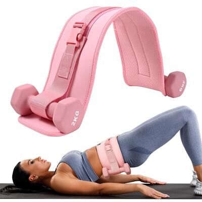 Lush Living Finds Dumbbell Hip Thrust Belt, Comfortable For Kettlebells, Plates, Exercise Thrust Belt, Thicken & Widen pink