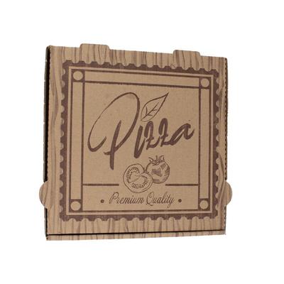 DayBays 200 Stk. Pizza-Karton 24x24x4 cm Braun Kraftpapier bedruckt mit Pizza-Motiv