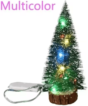 Inspire Curations 1pc LED Light Mini Artificial Christmas Trees Decorations Festival Tabletop Miniature Snow Frost Xmas Tree Decor 4Sizes multicolor 25cm