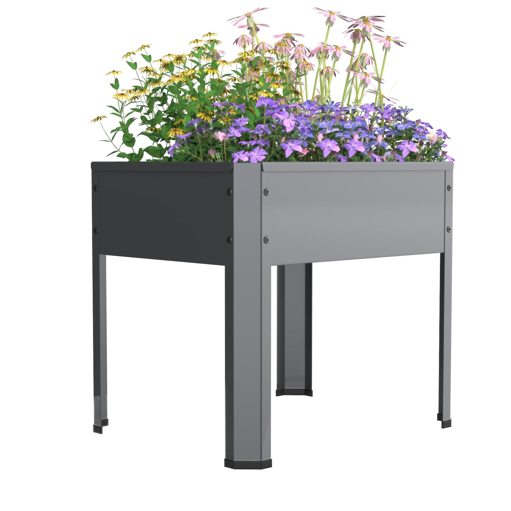 VCM Metall Hochbeet 50x40x45 cm, stehender Pflanzkasten für Balkon Terrasse Garten, Blumenkasten auf Beinen, Balora M