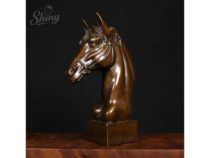 Sculpture de tête de cheval en Bronze: ornement de cheval du zodiaque chinois pour la décoration intérieure, le salon, le bureau, cadeaux à grande ouverture